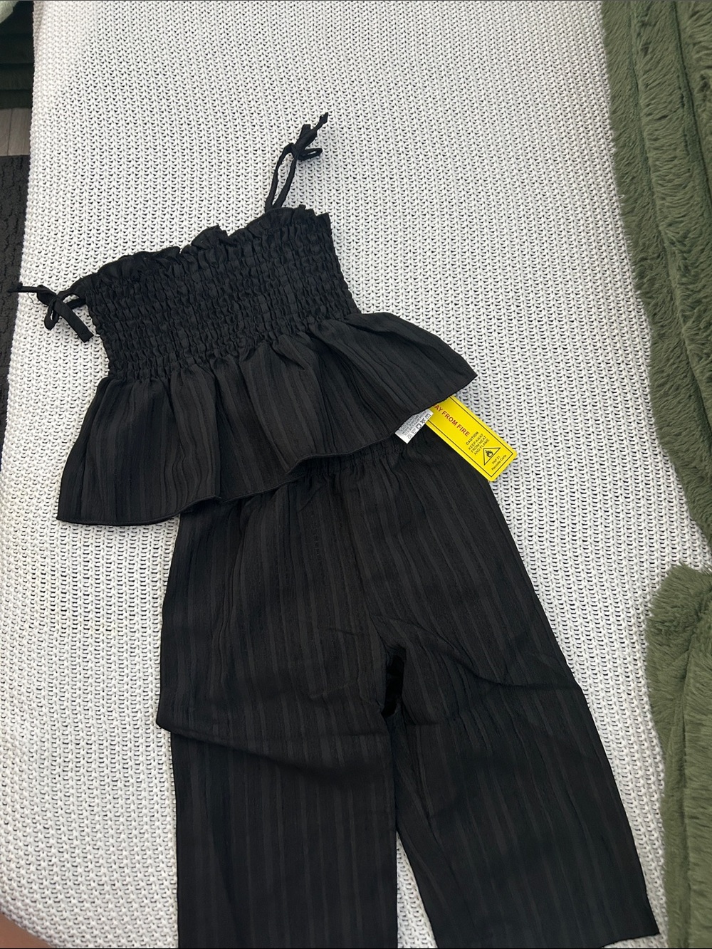 Black Smocked Strapless Jumpsuit